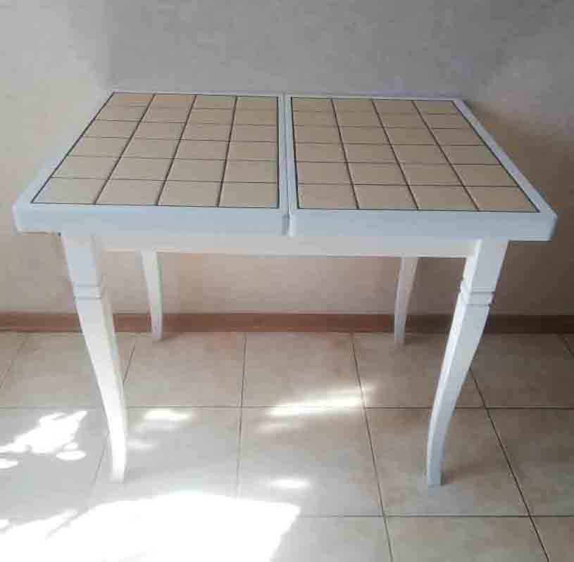 Стол с керамической плиткой Домино 87 (белый)