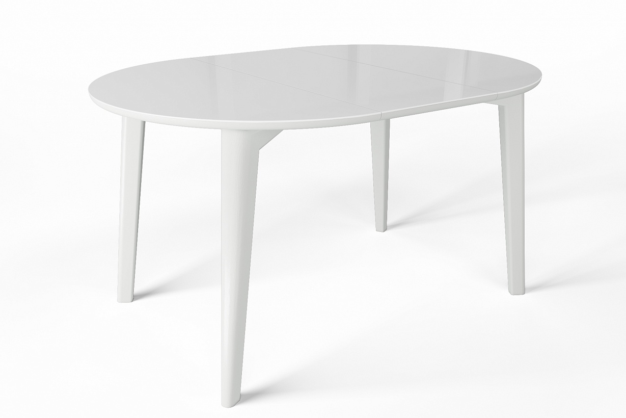 Круглый стеклянный раздвижной стол Оскар (белый, стекло белое)