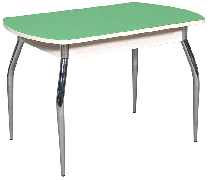 Кухонный стол зеленый стеклянный Грация 110 (белёный дуб/стекло зелёное)