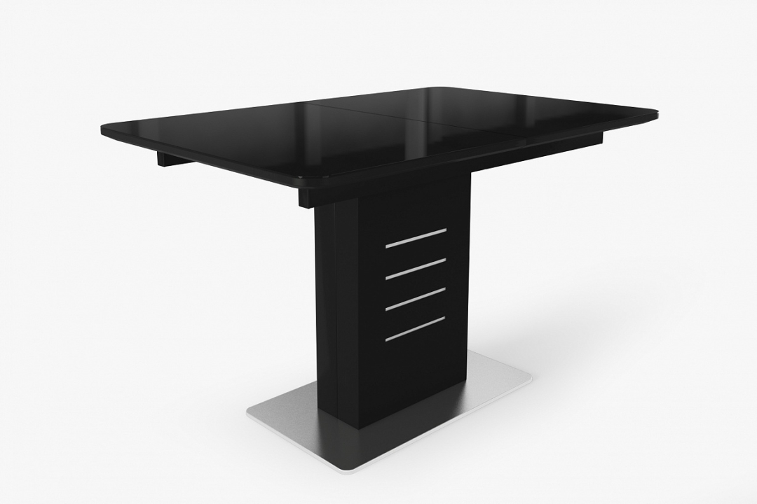 Чёрный стол  для кухни Соната (чёрный/стекло чёрное)