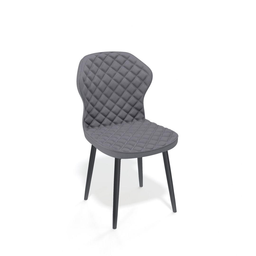 Современные стулья для кухни Ken 124r, черный/экокожа серый