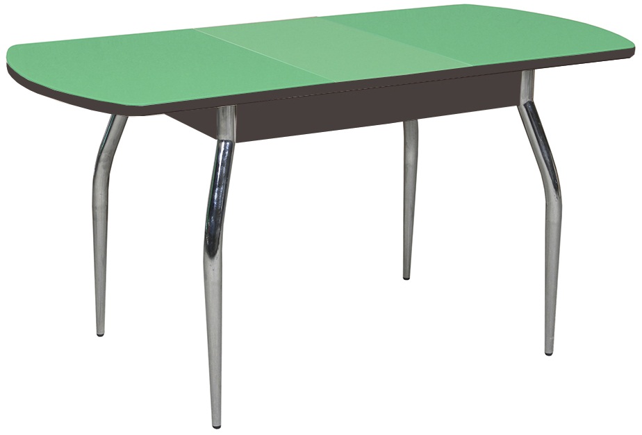 Кухонный стол зеленый стеклянный Грация 110 (белёный дуб/стекло зелёное)