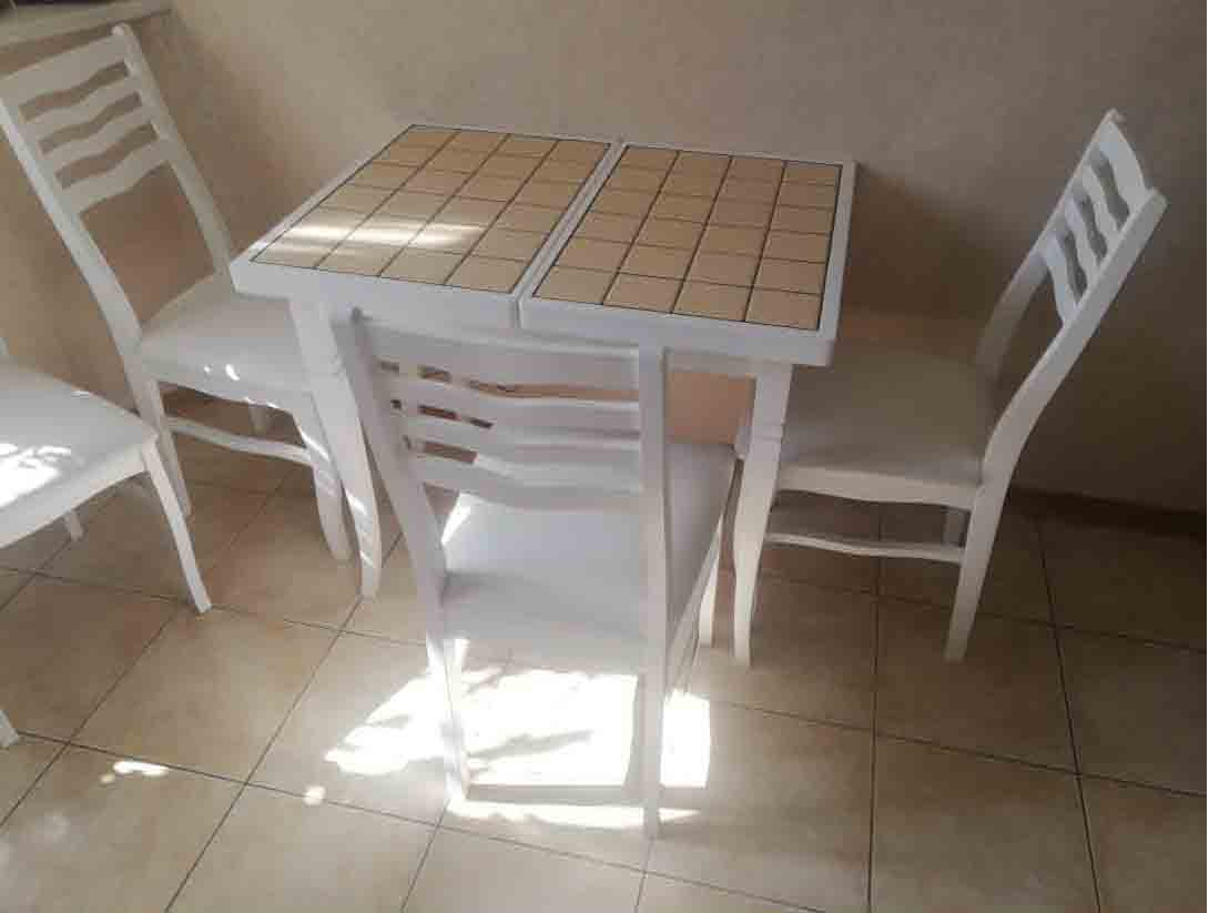Стол с керамической плиткой Домино 87 (белый)