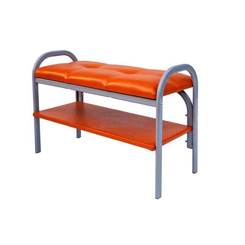 Банкетка металлическая с полкой для обуви П 7 (оранжевый)