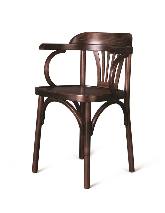 Венский стул с подлокотниками деревянный (тёмно коричневый)