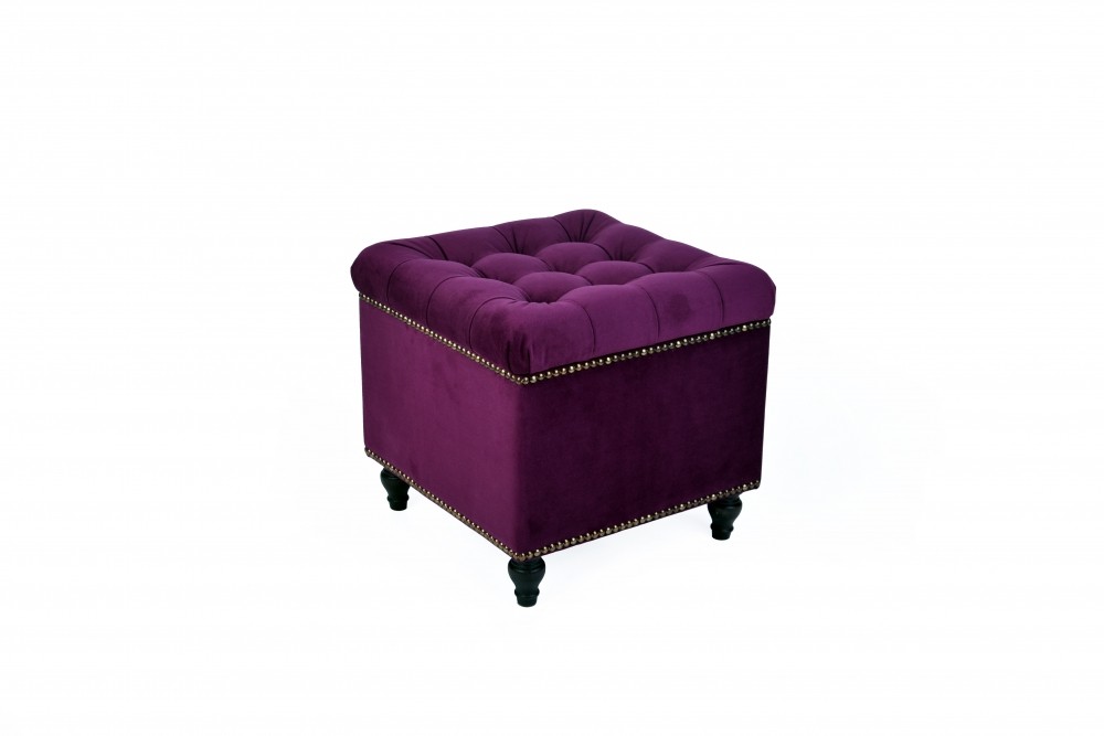 Банкетка с  ящиком для хранения Каре (тёмно фиолетовая)